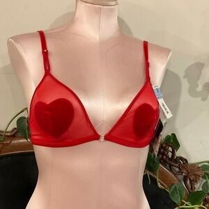 vintage 90s Marilyn Monroe Velvet Heart Bralette Bra Size 36 Red